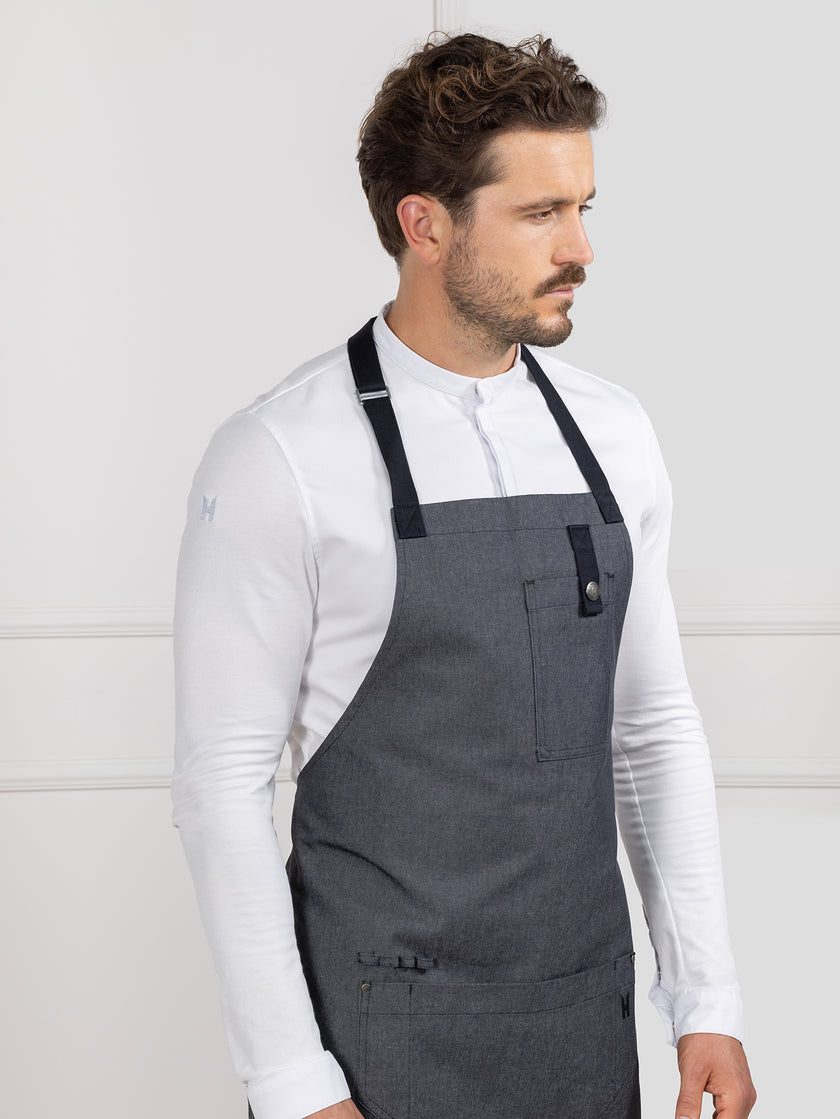 Bib Apron Seattle Heavy Black Denim Le Nouveau Chef