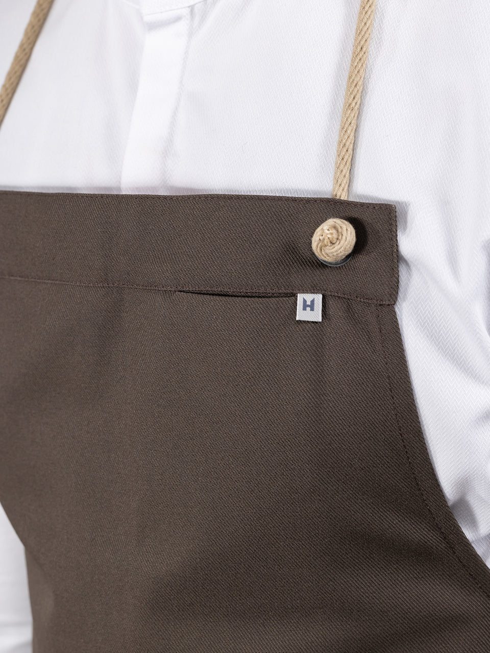 Bib Apron Spanish One Brown Canvas Le Nouveau Chef