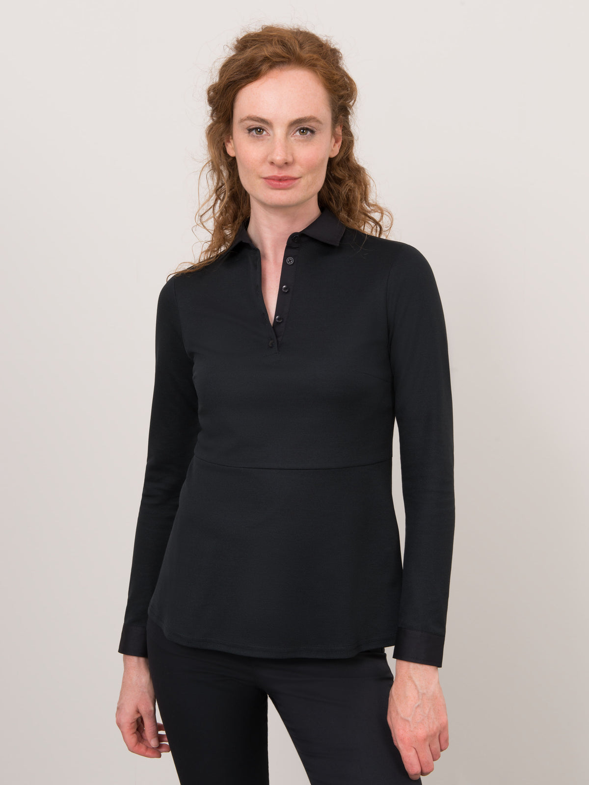 Longsleeve Polo Elena Black Le Nouveau Chef