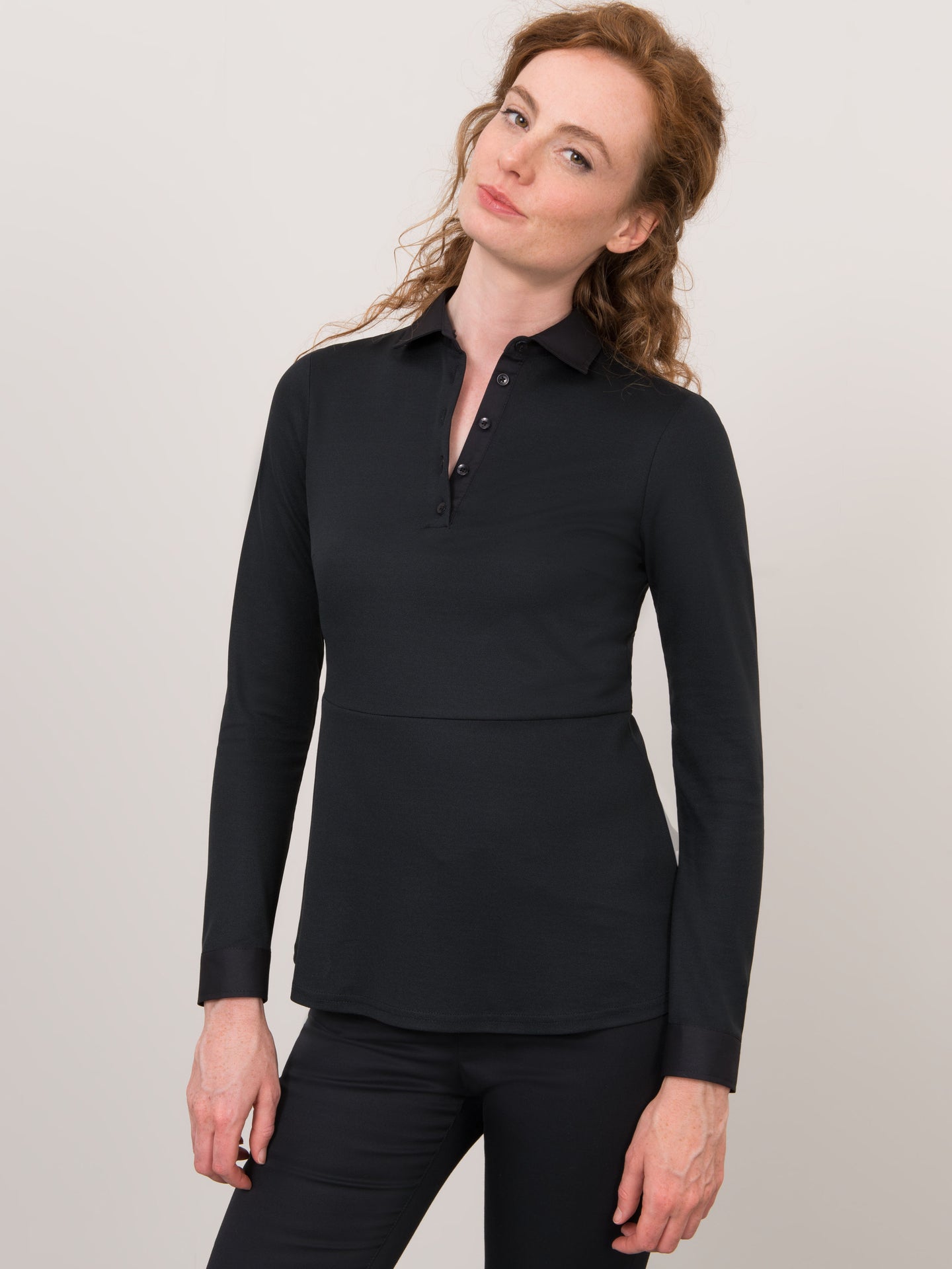 Longsleeve Polo Elena Black Le Nouveau Chef