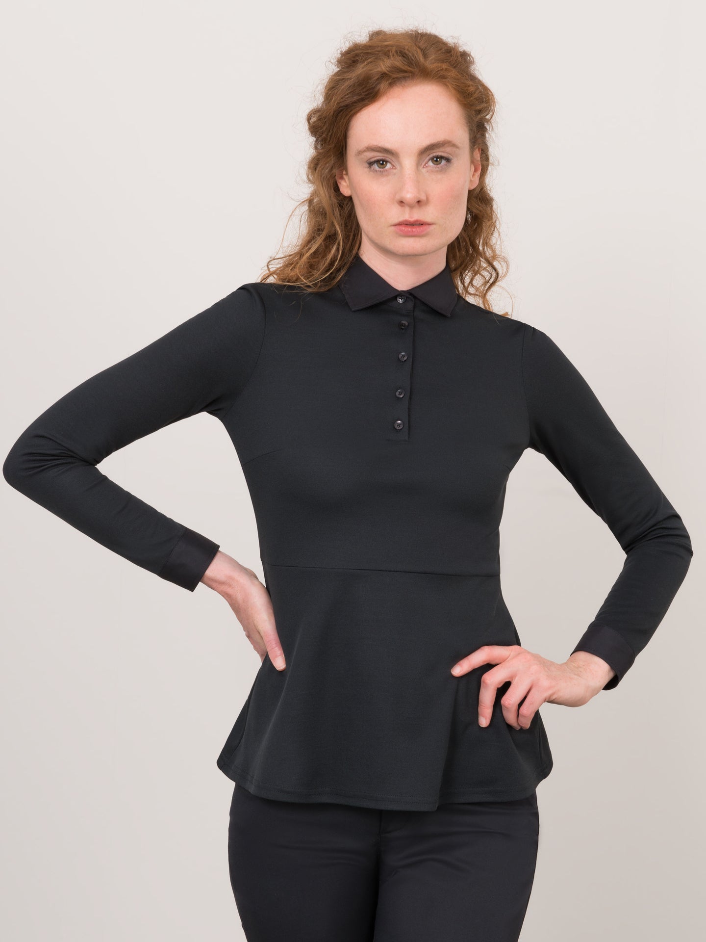 Longsleeve Polo Elena Black Le Nouveau Chef